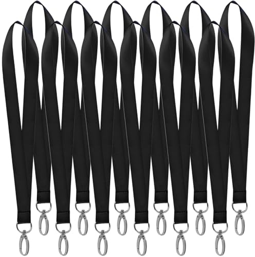 12 Stück Abzeichen Lanyards, Lanyard Schwarz Lang, Neck Strap Lanyard Polyester Schlüsselband mit Swivel Schließe, Schlüsselbänder zum Umhängen Umhängeband Lanyards für Schlüssel, Büro ID Karte