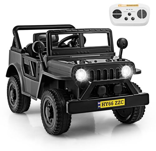 GOPLUS Voiture Electrique Enfants 12 V avec Télécommande 2,4G, 4x4 Electrique Enfants avec Lumières, Musique, pour Garçons et Filles 3 Ans+,3-8 km/h, Charge 30KG