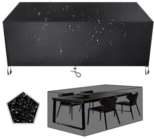 HNKDKJ Housse de Protection Salon de Jardin 195x65cm Housses pour Mobilier de Jardin 420d Oxford Tissu Résistant Bache de Protection pour Table et Chaise d'extérieur-Noir-195x65x80cm/LxWxH