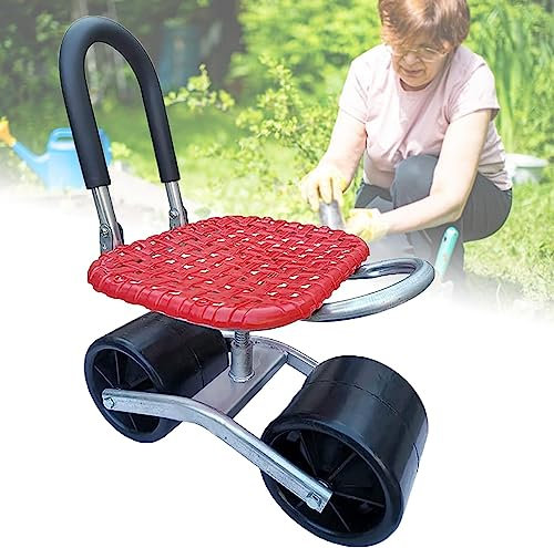 Sgabello da giardino con ruote e cestino portaoggetti per un facile movimento e ridurre l'affaticamento nei lavori di giardinaggio