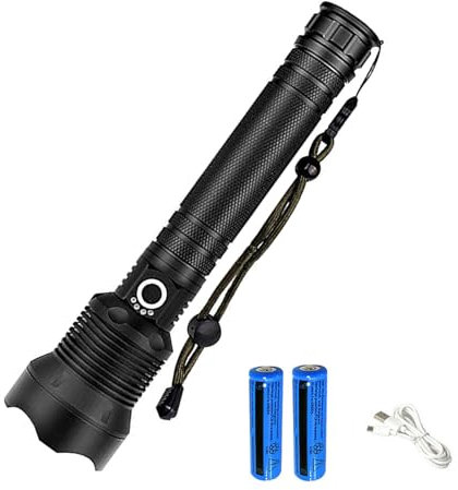 GUODSKHOO Tactique Lampe Torche LED Lampe De Poche Rechargeable Ultra Puissante Zoomable 3 Modes Flashlight D'éclairage pour Camping Randonnée Urgence