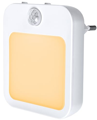 Toys4Boys LED Nachtlicht mit Bewegungsmelder - Nachtlicht Steckdose mit Bernsteinorangefarbenem Licht - Kleine Nachttischlampe Dimmbar - Steckdosenlampe Augenschonend - Bewegungsmelder Licht 230V