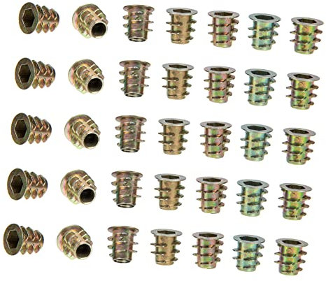 Zerodeko Insertos Roscados De Aleación De Zinc M5, Tuercas De Casquillo Para Muebles De Madera Dura, 100 Piezas, Pernos De Inserción Rosca Interna y Externa, Uso Carpintería y Ensamblaje