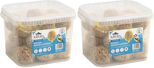 Dehner Natura Premium Riesen Meisenknödel mit Netz, ganzjähriges Wildvogelfutter proteinreich/energiereich, hochwertiges Vogelfutter für Wildvögel, 21 Stück je 250 g (5.25 kg) (Packung mit 2)