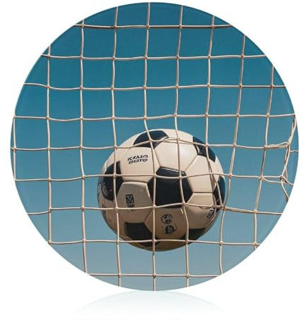 Football in The Football Network Cutting Board Round Tempered Glass Serving Board for Kitchen, Personalized Small Cut Mats Quick Dry Chopping Block for Home Camping Picnic 7.9 X 7.9 In