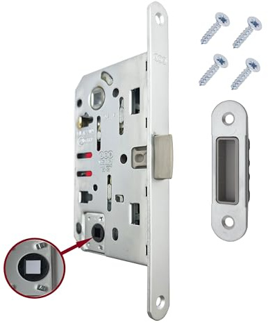 Serrure AGB Mediana Evolution avec seulement loquet central pour porte intérieure. (chromé mat WC)