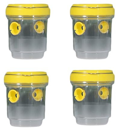 Wespenfalle für Draußen 4er Set, Wespen Abwehr Zum Aufstellen Aufhängen, 360 Grad Wirkung, Auch Als Lebend Falle Geeignet, Mückenfalle, Fliegenfalle für natürlichen (Yellow, One Size)