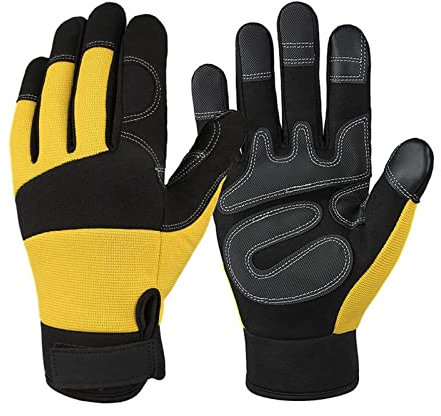KONGMM Guantes Anticorte, Escalada Táctica Dedo Completo Combate Montar Guantes de Pantalla táctil Roping al Aire Libre Trabajo Rocas Parkour Mosquetones Rigging Grip(Yellow,L)