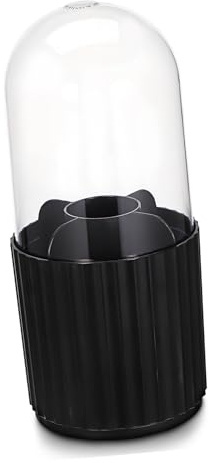 GALPADA Organizador Maquillaje Giratorio con Tapa Protectora y Compartimentos para Pinceles y Cosméticos Caja para Brochas de Maquillaje con Tapa Organizador Escritorio Negro