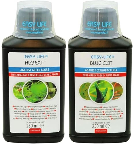 Easy Life AlgExit & Blue Exit 2er Mix-Set – 250 ml Synergistische Kombination gegen grüne Algen und Blaualgen, sicheres Aquarium, klares Wasser, einfache Anwendung, effektiv gegen Cyanobakterien