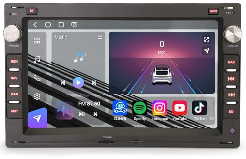 Erisin 8GO 128GO Snapdragon CPU Android 14 Autoradio pour VW T5 Multivan Passat B5 Golf 4 Sharan Polo Lupo Skoda Octavia Seat Ibiza 6L sans Fil Carplay WiFi Bluetooth 5.1 Canbus SWC Écran Tactile