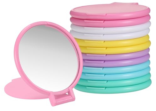 QUARKZMAN 12 STK Runde Kompaktspiegel Bulk Mini Taschen Klappspiegel Kleine Tragbare Makeup Spiegel Für Handtasche Frauen Mädchen Reisen Täglicher Gebrauch Party Geschenke Farbmischung Set 4