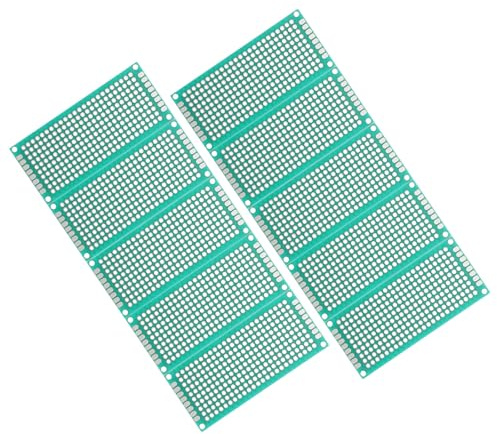 Veemoon Lot de 10 Plaques PCB Double Face 3x7 à Souder 2,54 Mm Pas, Circuit Imprimé en Époxy Fibre de Verre, Carte de Prototypage pour Projets Électroniques DIY