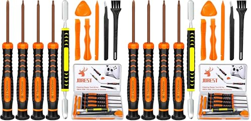 JOREST Cleaning Repair Tool Kit for PS4 PS3 PS5 Xbox One/360, PH0 T6 T8 T10 Torx Security Screwdriver for Controller & Console, with Crowbars Tweezers (Pack of 2)