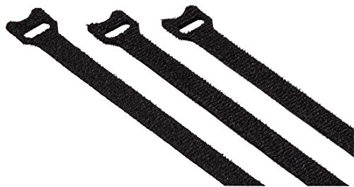 Hama kardborrband set, 12 x 200 mm, 20 st. (kardborrband med ögla, återanvändbar kardborrlås till exempel för kabel, ledningar) svart