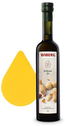 WIBERG Erdnuss-Öl kaltgepresst – Aus gerösteten Erdnüssen, vielseitig für Salate, Marinaden, Kurzgebratenes, Gemüse und Desserts, 500 ml