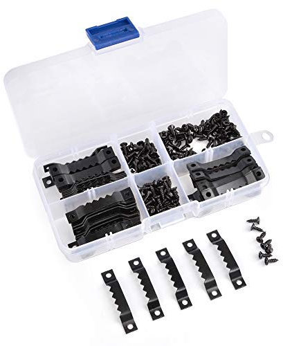 FOROREH 100pz Ganci per Cornici per Foto Durevole per Appendere Foto Immagini Appese a Parete Viti 200pz per Dente di Sega, Doppio per Vite, Ganci con Viti per Ufficio Famiglia Foto Assortiti