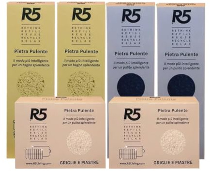 R5, Multipack Pietre Pulenti in Vetro Riciclato, Kit Pulizia Casa Completo