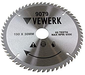 VEWERK TCT Circular Saw Blade 190mm x 30mm x 60T fits Festool, Makita 9079