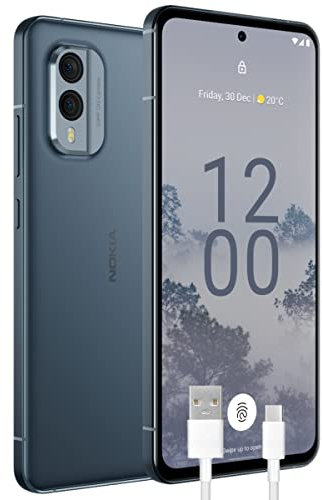 Nokia X30 Smartphone 5G 128GB, 6GB RAM, Dual Camera 50 Mp, Display AMOLED FHD+ da 6.43″, Android 12, Batteria da 4200 mAh, Dual Sim, Blue, Versione con Cavo USB Type-C Aggiuntivo