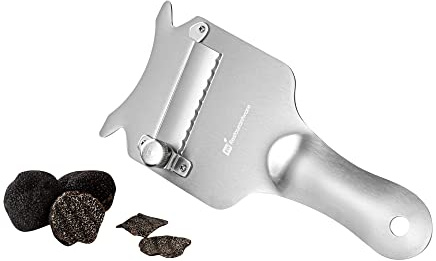 Restaurantware Met Lux 7.4 x 3.2 Inches Truffle Slicer 1 Adjustable Chocolate Shaver - Built-In Hanging Hole For Garlic & Vegetables Stainless steel Cheese Slicer Dishwashable