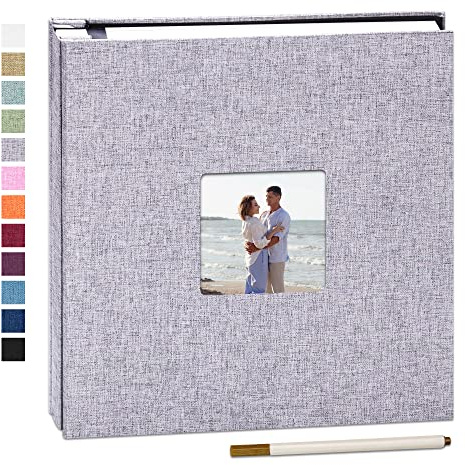 Yopih Fotoalbum zum Selbstgestalten 60 Seiten, 33x32 cm, Grau | Groß Leinen Photoalbum, Metallstift, für Hochzeit Baby Familie Reise Geburtstag Geschenke