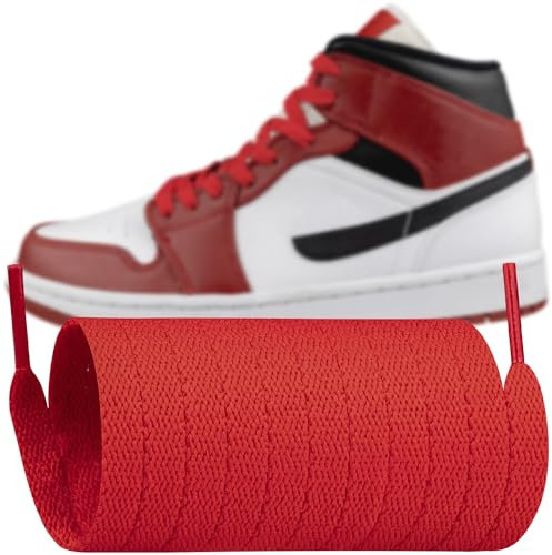 Endoto Cordones para Air Jordan 1/2/3/4/5/6/7/8 zapatillas, Agujetas cordón de repuesto planos Shoelaces Laces(Rojo,65 pulgadas)