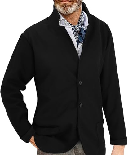 VaiKanhai Herren Stricksakko Sportlich Freizeit Blazer Regular Fit Winter Stehkragen Strickjacke Männer Sako für Herren Modern Sakko Herren Anzug Trachtenhut Herren Übergangsjacke Warm