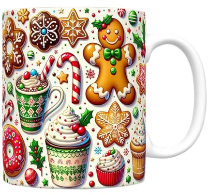 Zankie Weihnachtstasse - Lebkuchenmann-Design | Keramik | Kaffeetasse | 350 ml | Weihnachtsdeko & Geschenk