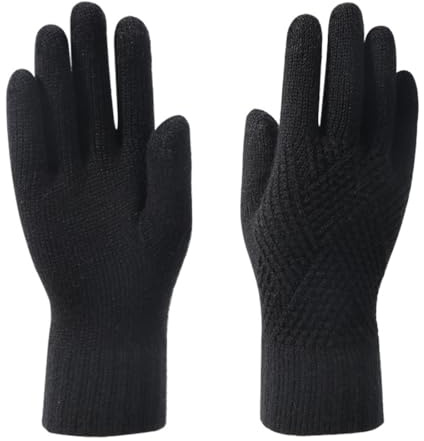 Cadimus Handschuhe Damen Herren，Warme Winterhandschuhe，Strickhandschuhe Touchscreen，Outdoor-Sport Reiten Warme, verdickte Handschuhe，Wintergeschenk-Schwarz