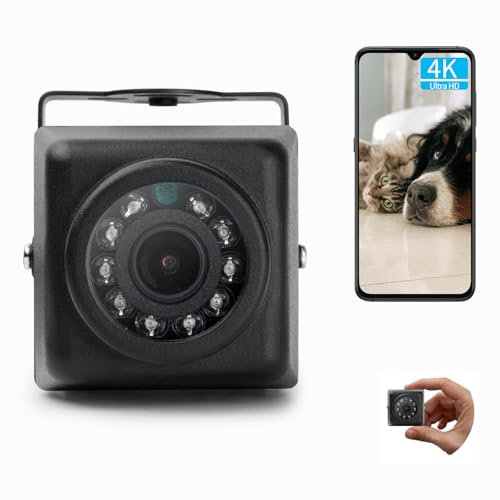 REVODATA Caméra IP 5 MP Mini POE IP65 étanche, Ultra HD 2880 x 1620, vision nocturne infrarouge, objectif 3,6 mm, zoom 75°, détection de mouvement, connexion APP/NVR/PC (I704-3-P-TS métal)