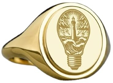 LKBEADS fyrglödlampa i 925 sterlingsilver | guldpläterad ring | oval form, 15 x 13 mm, sigillring | bandstorlek US 5–12,5 avelaibal | LKDR_0574