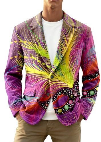 Blazer Uomo Casual, Giacca in Corduroy con Paillettes Print per Uomo Festa Notturna Celebrazione e Eventi Formali con Taglio Comodo e Design Elegante