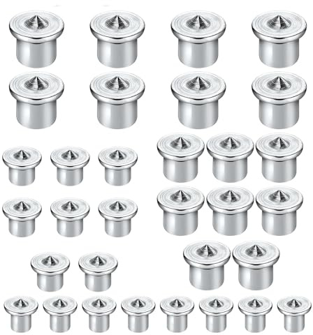32PCS Dowel Pin Center Set, 6/8/10/12mm Wood Dowel Tenon Centers, Precision Woodworking Alignment Marker Points for Accurate Drilling and Hole Positioning.