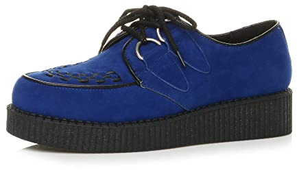 AJVANI Mens Flat Wedge Platform lace up Goth Punk Rockabilly Brothel Creepers Shoes Boots Size.