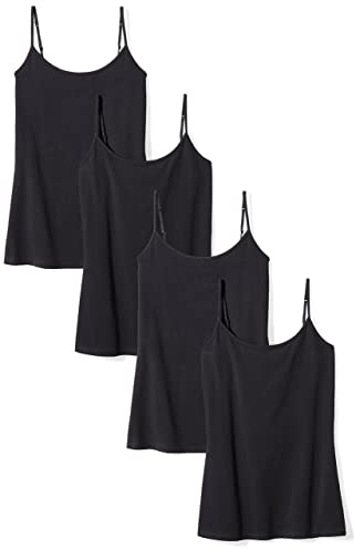 Amazon Essentials Women's Kamisol smal passform, Pack of 4, Svart, XXL