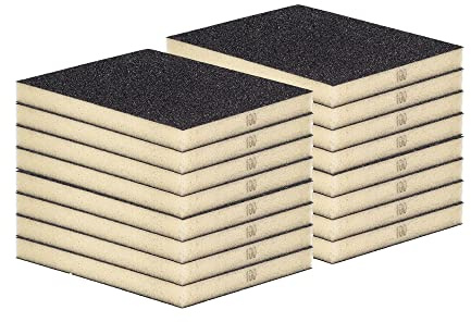 Schleifschwamm Schleifmatte I Körnung K100 16er Set GROB I DIY, Handschleifer für verschiedene Materialien geeignet I weiches anpassungsfähiges Schleifmittel, Schleifklotz, Schleifblock