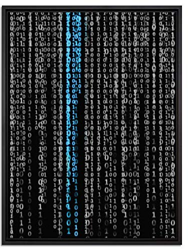 Pixxprint Matrix Zahlen schwarz, weiß Leinwandbild 80x60 cm im Bilderahmen, Wandbild, Schattenfugenrahmen, Kein Poster
