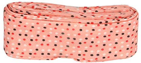 Sandras-Bastelladen Schrägband/Einfassband Baumwolle mit Muster gefalzt 3m x 20mm 005- Gepunktet Lachs