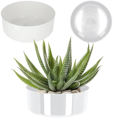 KADAX Vaso di fiori rotondo in plastica per davanzale della finestra, tavolo, soggiorno, vaso di fiori, vaso di fiori (Ø 23 cm, bianco)