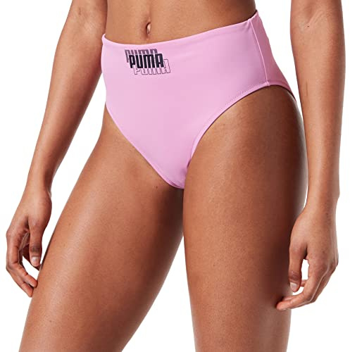 PUMA Womens Swimwear High Waist Brief Swim Briefs, Pink Combo, Small