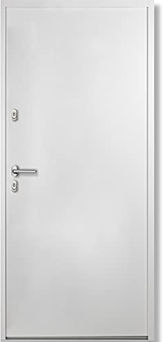 kuporta Haustür Nebeneingangstür Hugo 100x200cm DIN links – Kellertür aus Stahl mit Tresorbolzen, Wärmedämmfüllung, verstellbaren Bändern und Aushebelsicherung - Weiß | 2x Drücker