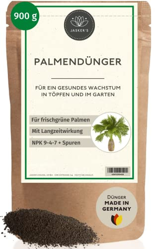 JASKER'S Bio Palmendünger Langzeit 900 g Granulat - 100% Langzeitdünger - Palmendünger Hanfpalme - Freilandpalmendünger für draußen und im Garten - Dünger für Palmen - Palmen Dünger