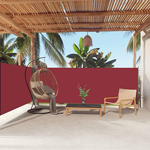 ZEYUAN Seitenmarkise Ausziehbar, Windschutz Terrasse, Balkon Windschutz, Balkon Sichtschutz, Sichtschutz Zaun, Sichtschutzzaun, Markise Balkon, Sichtschutzwand, Rot 140x600 cm