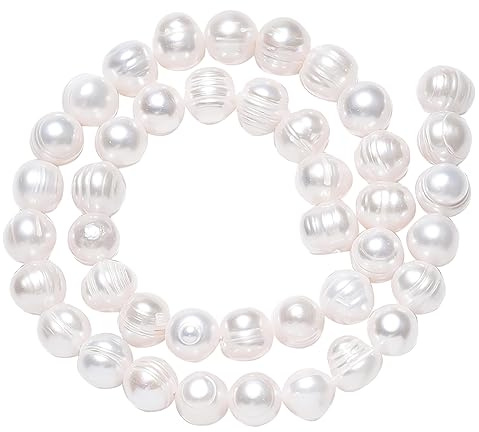 NBEADS Circa 36pz Perle Naturali d'Acqua Dolce, 9mm Perle d'Acqua Dolce Bianche di Grandi Dimensioni A Forma di Patata Sciolta Perle d'Acqua Dolce con Ciondoli per Gioielli Artigianali, Foro: 1.8mm