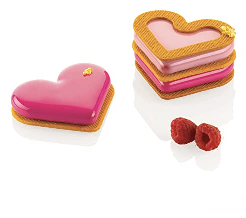 Stampo in Silicone Mini Love Story Silikomart | Confezione da 1 Stampo per Dolci, Antiaderente, 8 Cavità, 80 x 66 h 12 mm Volume 8 x 35 ml Tot. 280 ml
