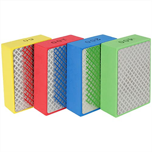 4 pezzi di spugna abrasiva diamantata per lucidatura a mano, riutilizzabili 60#, 100#, 200#, 400#, tampone abrasivo asciutto e bagnato, resistente all'usura, blocchi abrasivi per vetro, granito,