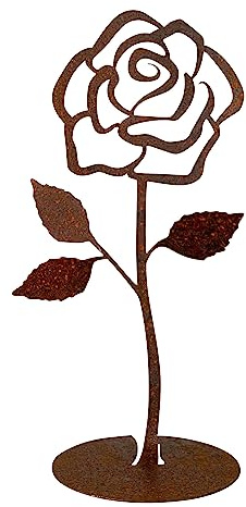 EXTRAVAGANT® Rose aus Metall Gartendeko Wohnungsdeko Weihnachtsdeko Outdoor Metall Stahl Rost Edelrost wetterfest Garten Geschenk für Freundin Freund Hochzeit Muttertag Valentinstag Grabschmuck