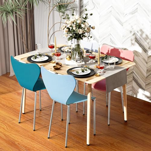 PIPIPOXER Set di 4 Sedie per Sala, sedie plastica, Sedie Cucina in Polipropilene e Robuste Gambe in Metallo, per Sala da Pranzo, Soggiorno, Cucina, Giardino,Bianco Blu Verde Rosa