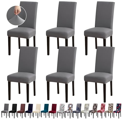 Fafua Chair Covers, Stretch Kitchen Dining Room Chair Covers Set of 6, Removable Washable Dining Chair Slipcovers for Home, Hotel, Banquet